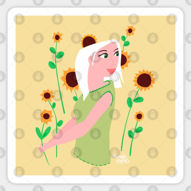 Sunflower girl Sticker by Aurealis